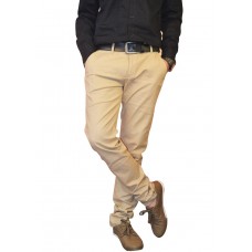 Nation Polo Club Men's Slim Fit Solid Linen Blend Golden Color Trouser